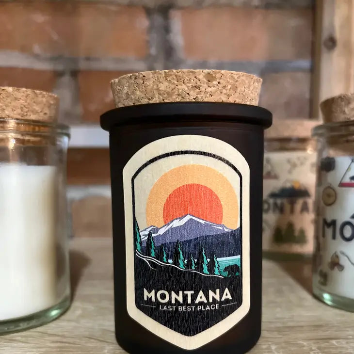 Montana "Last Best Place" Candle with Wood /Reusable Label Rock Creek