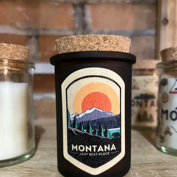 Montana "Last Best Place" Candle with Wood /Reusable Label