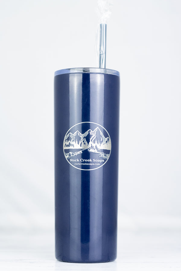 Rock Creek Soaps Logo Navy Blue Tumbler with Straw