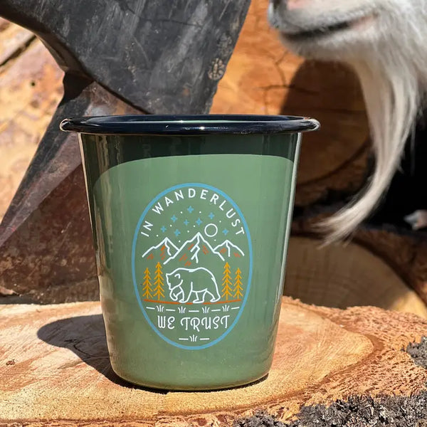 Unique! Reusable Enamel Cup Candle- in Wanderlust We Trust