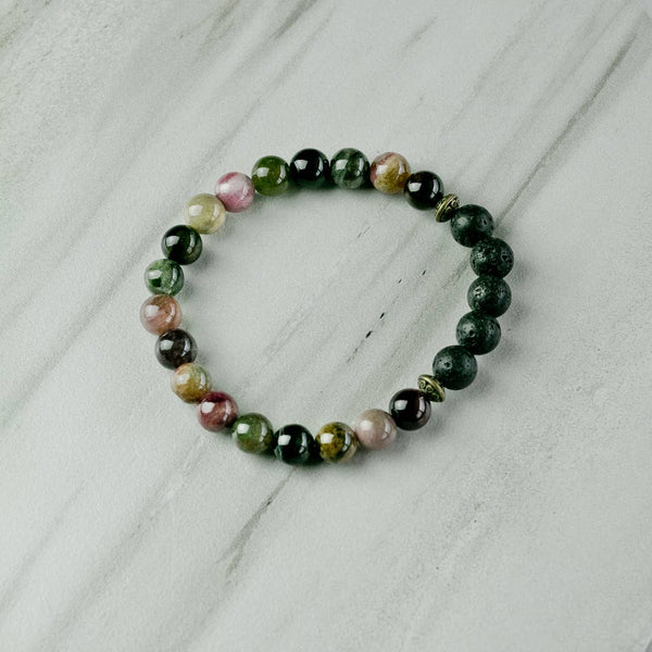 Watermelon Tourmaline Aromatherapy Essential Oil Diffuser Bracelet