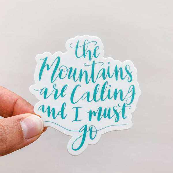 The Mountains Are Calling Sticker | Mint Green