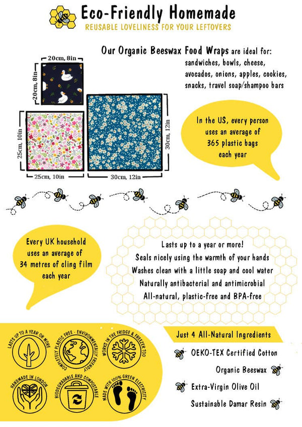 Patterned Organic Beeswax Wraps