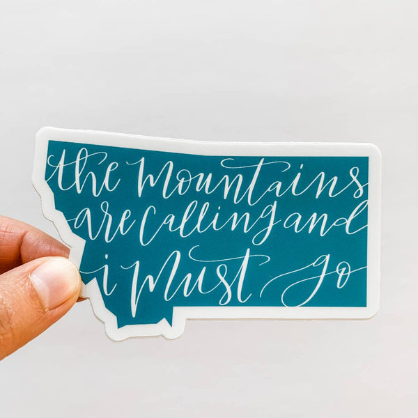 Mountains are Calling Montana Teal Sticker