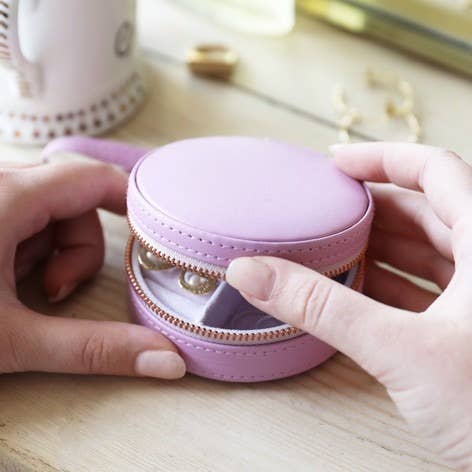 Mini Round Travel Jewelry Case