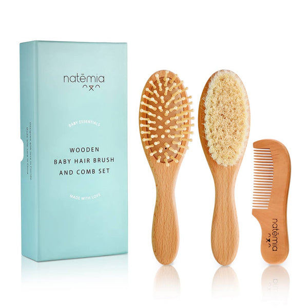 Wooden Baby Hair Brush and Combo Set