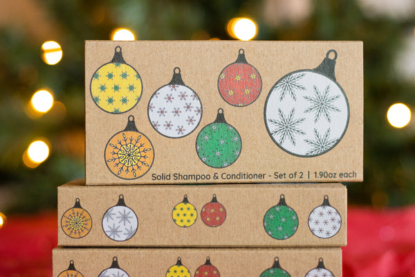 Solid Shampoo & Conditioner Gift Set | Christmas Ornaments
