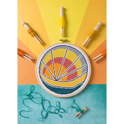 Hand embroidery kit for beginners Sunset