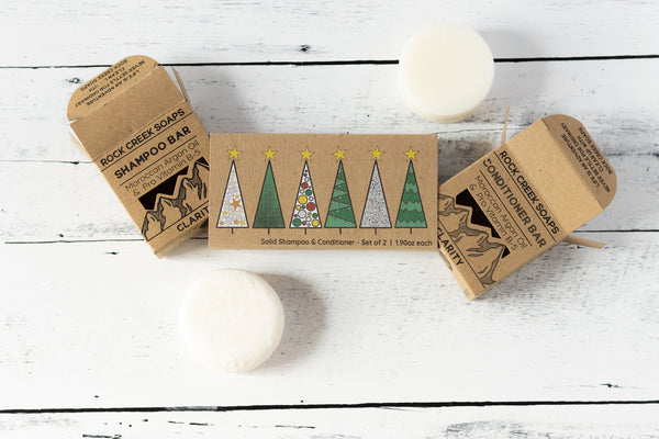 Solid Shampoo & Conditioner Gift Set | Christmas Tree Holiday