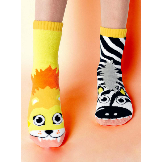 Lion & Zebra | Mismatched Socks (4-8 Years)